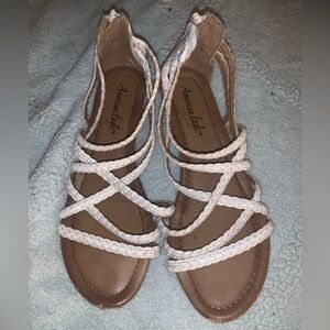 American Eagle Outfitters White Strappy Sandals With Zipper